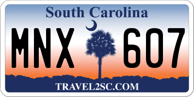 SC license plate MNX607