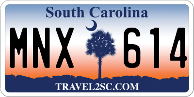 SC license plate MNX614