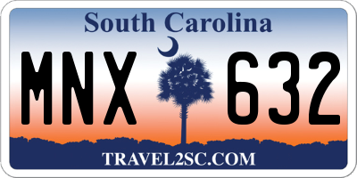 SC license plate MNX632