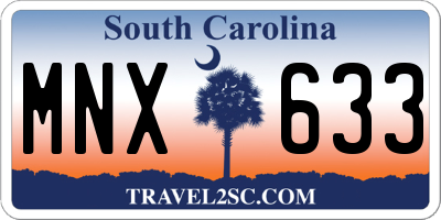 SC license plate MNX633