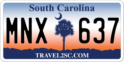 SC license plate MNX637