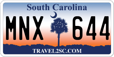 SC license plate MNX644
