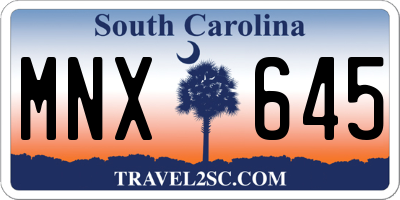 SC license plate MNX645