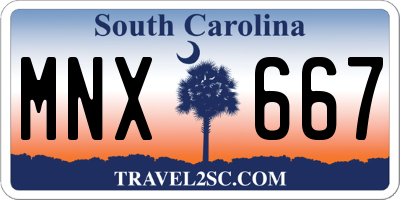 SC license plate MNX667