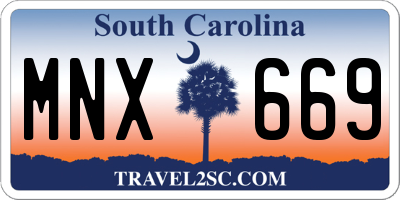 SC license plate MNX669