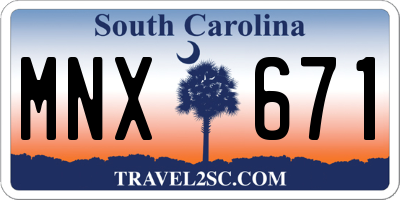 SC license plate MNX671