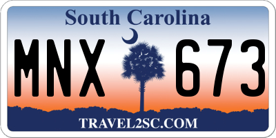 SC license plate MNX673