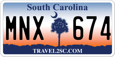 SC license plate MNX674