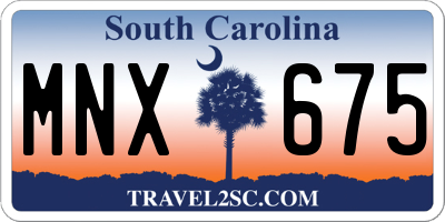 SC license plate MNX675
