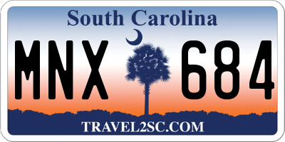 SC license plate MNX684