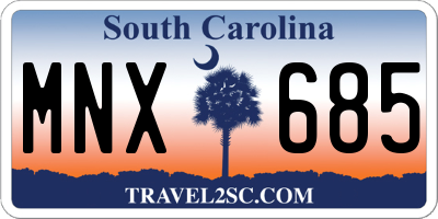 SC license plate MNX685