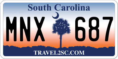 SC license plate MNX687