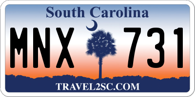 SC license plate MNX731