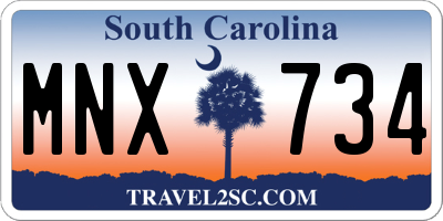 SC license plate MNX734