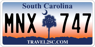 SC license plate MNX747