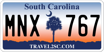 SC license plate MNX767