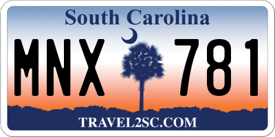 SC license plate MNX781