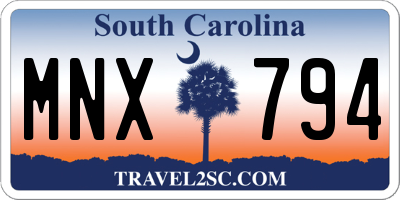 SC license plate MNX794