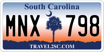 SC license plate MNX798