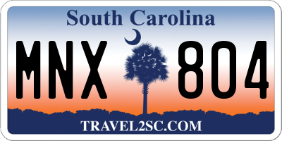 SC license plate MNX804