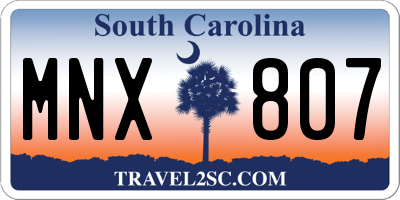 SC license plate MNX807