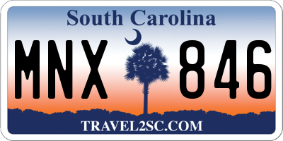SC license plate MNX846