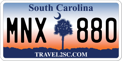 SC license plate MNX880