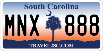 SC license plate MNX888