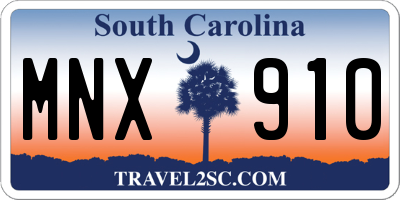 SC license plate MNX910