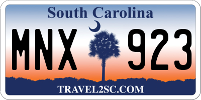 SC license plate MNX923