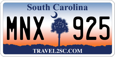 SC license plate MNX925