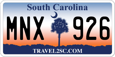 SC license plate MNX926