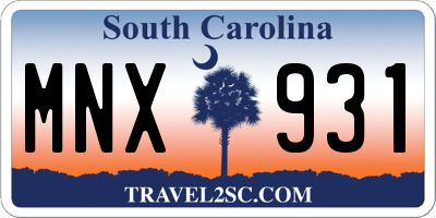 SC license plate MNX931