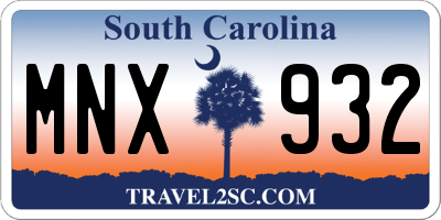 SC license plate MNX932