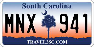 SC license plate MNX941