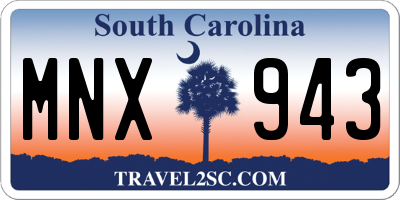 SC license plate MNX943