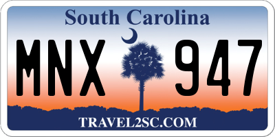 SC license plate MNX947
