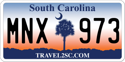 SC license plate MNX973