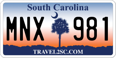 SC license plate MNX981