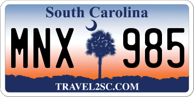 SC license plate MNX985
