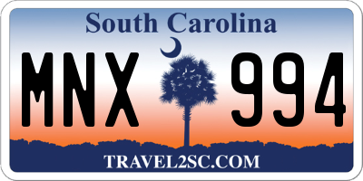 SC license plate MNX994
