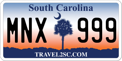 SC license plate MNX999