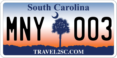 SC license plate MNY003