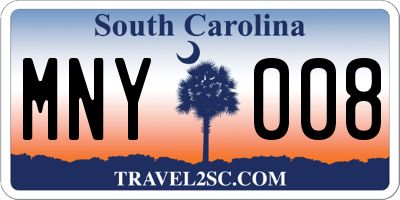 SC license plate MNY008