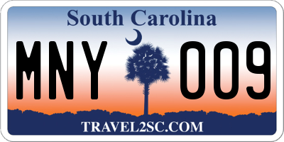 SC license plate MNY009