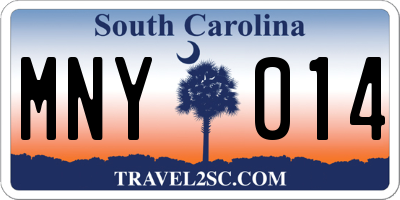 SC license plate MNY014