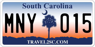 SC license plate MNY015