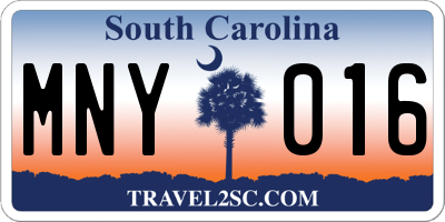 SC license plate MNY016