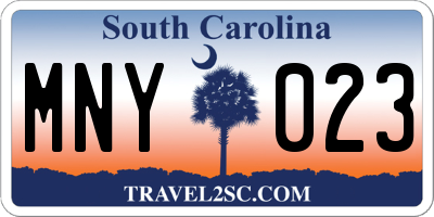 SC license plate MNY023
