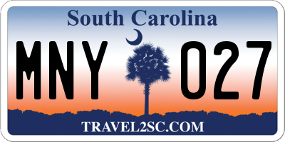 SC license plate MNY027